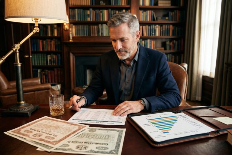 Investor reviewing a bond laddering strategy chart for wealth preservation