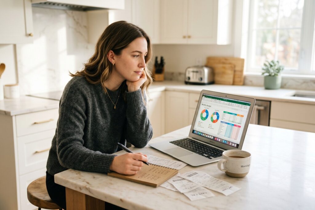 Person reviewing modern budgeting frameworks alternatives on a laptop and notepad
