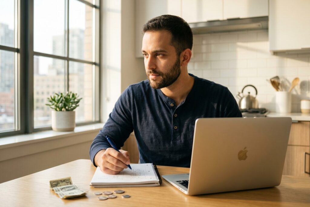 A 30-year-old planning how to build wealth from scratch using a financial roadmap and investment tools