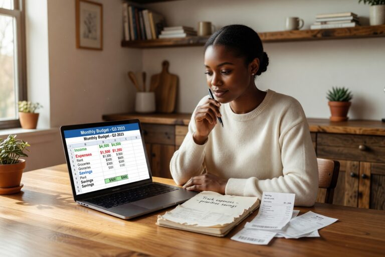 Person budgeting and building wealth on a low income salary