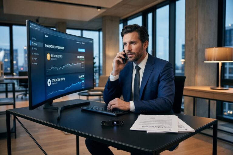Digital cryptocurrency coins with legal and regulatory documents representing crypto payment regulations 2026