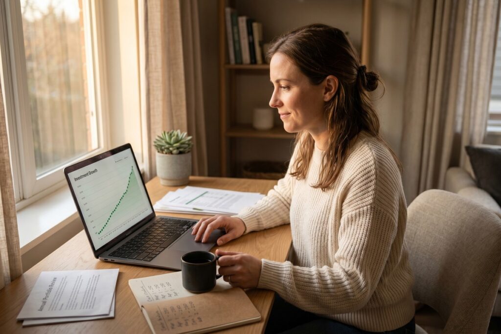 Investor using dollar cost averaging strategy to build long-term wealth through consistent contributions