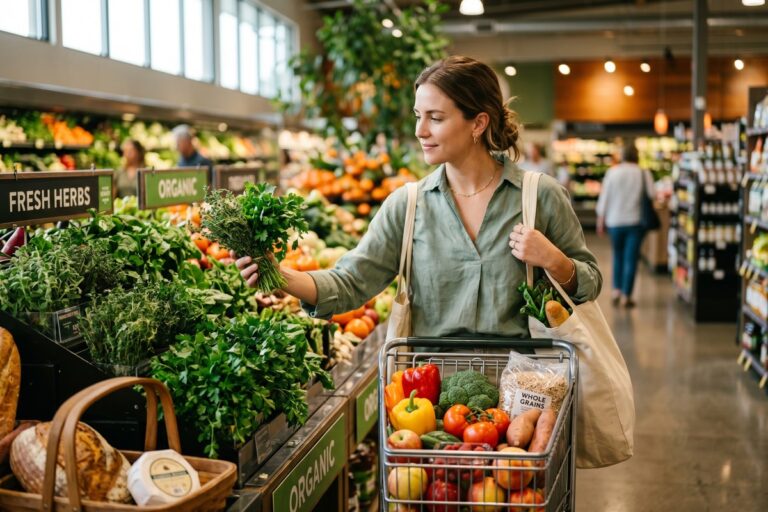 Person reviewing grocery budgeting strategies with a notepad and receipt in hand at a kitchen table