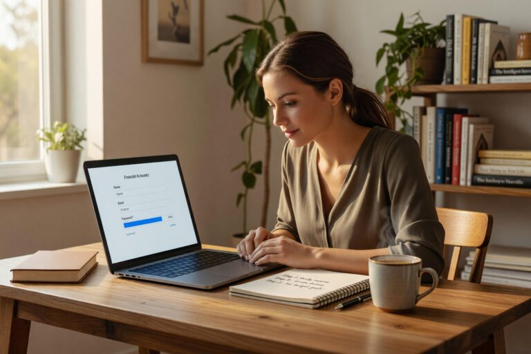 Beginner opening a Roth IRA account online on a laptop for the first time