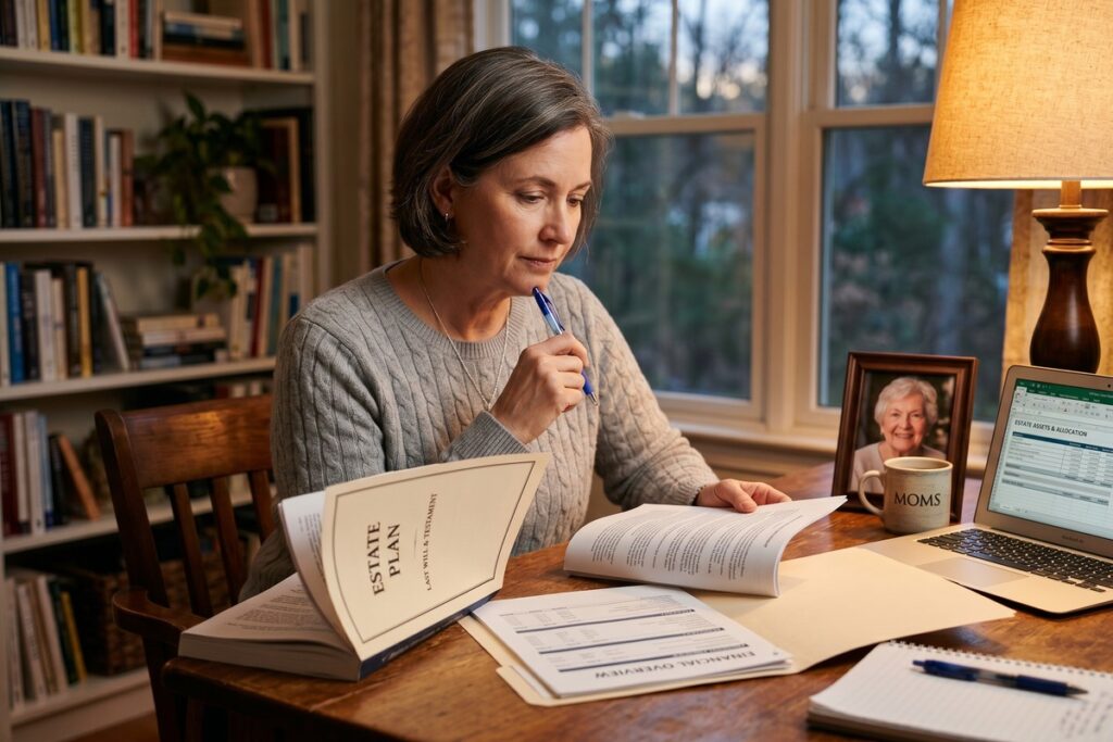 Person reviewing inherited IRA rules and SECURE 2.0 beneficiary guidelines at a desk