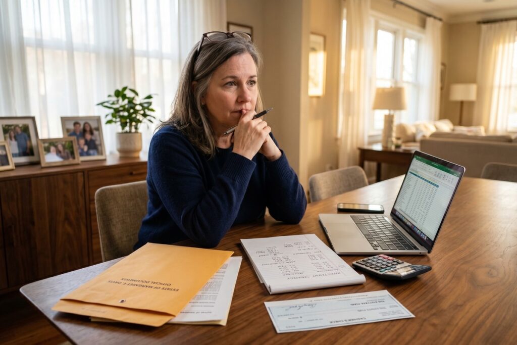 Person reviewing an investment plan for a $200,000 inheritance to build generational wealth