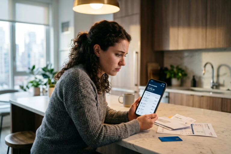 Person reviewing neobank app on smartphone to avoid primary account mistakes