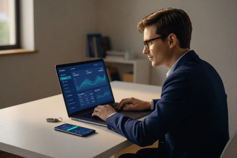 Person securely managing financial data on a smartphone with privacy shield icon representing open banking alternatives