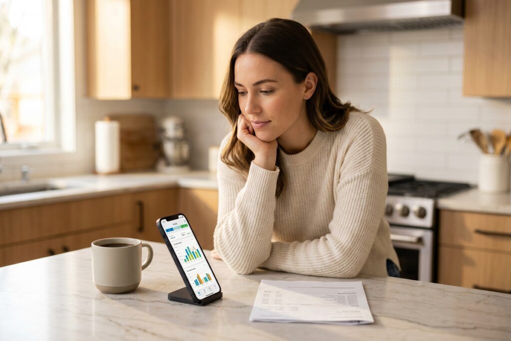 Side-by-side comparison of open banking and traditional banking on a smartphone and bank branch