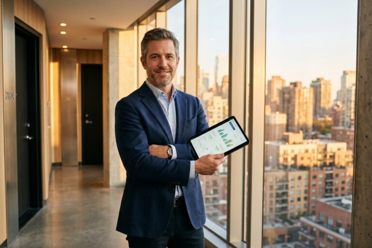 Investor reviewing real estate syndication investing returns and deal structure on a laptop in 2026