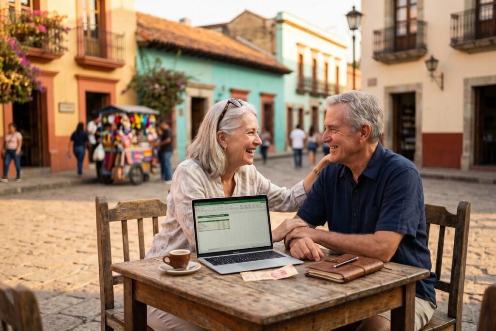Retired couple enjoying a affordable beachside lifestyle abroad on a retirement budget