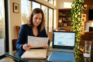 Professional reviewing RSUs and stock options as part of a long-term wealth building plan