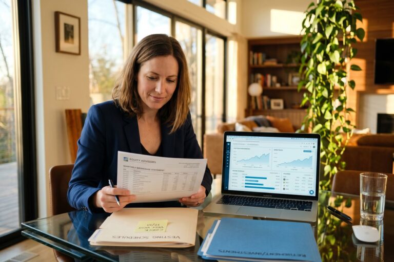 Professional reviewing RSUs and stock options as part of a long-term wealth building plan