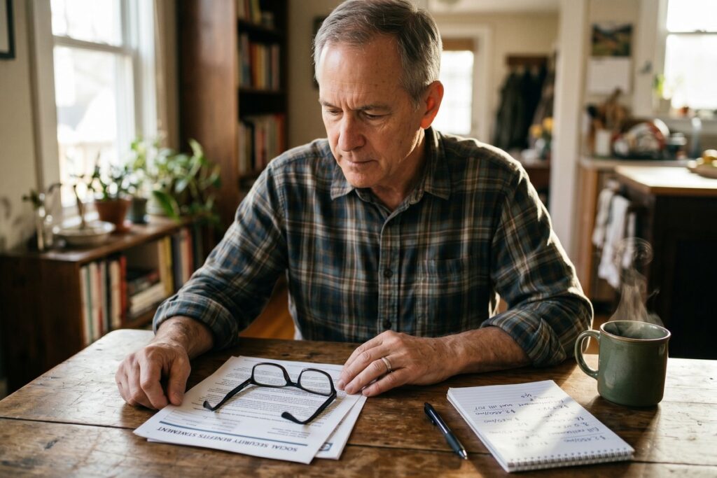 Comparison chart showing Social Security benefit amounts at ages 62, 67, and 70 for retirement planning