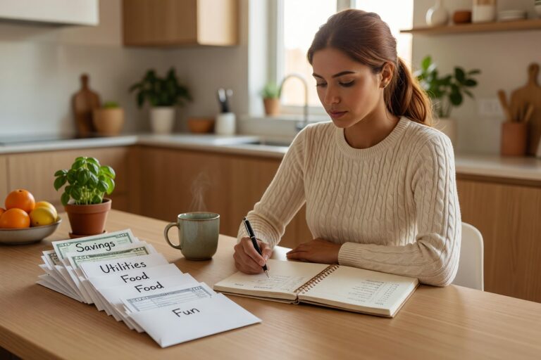 Side-by-side comparison of zero-based budgeting worksheet and cash envelope method for personal finance