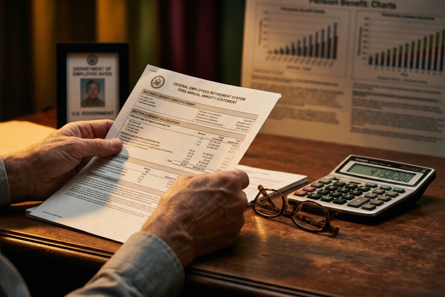 Bar chart comparing FERS versus CSRS average monthly annuity amounts in 2022