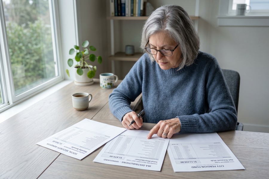 Bar chart comparing annual state pension tax burden across five states for an $80,000 retirement income