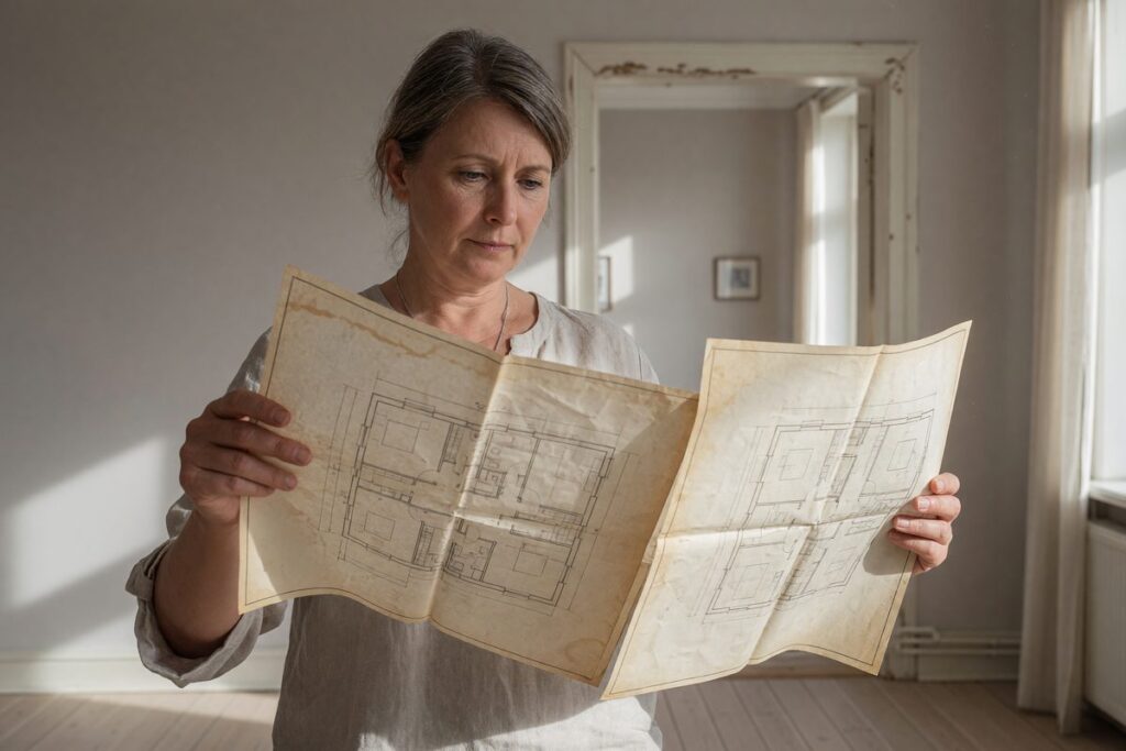 Older homeowner considering whether to downsize their home before or after retirement