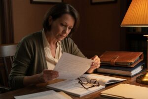 Documents and calculator showing estate planning comparison between revocable living trust and will