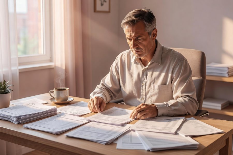 Financial advisor reviewing post-exit portfolio allocation with client
