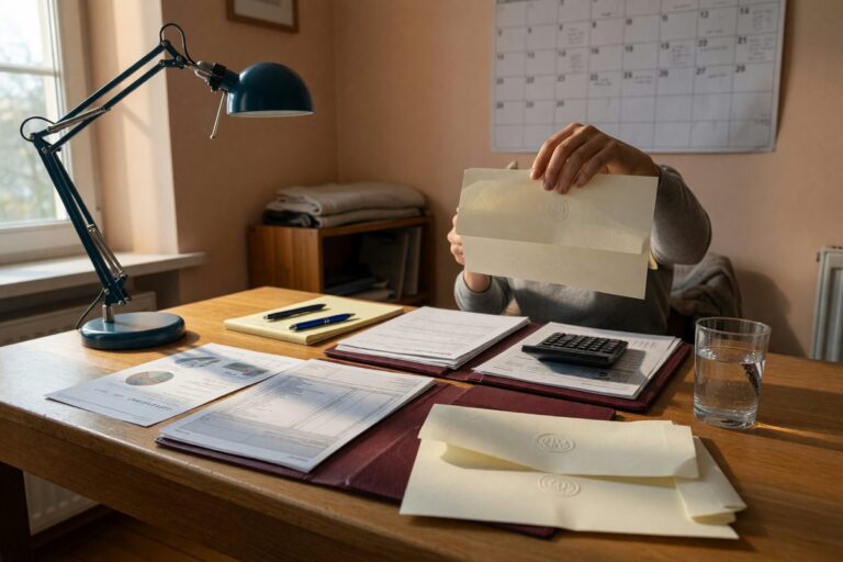 Person reviewing financial documents and retirement account strategy after job loss